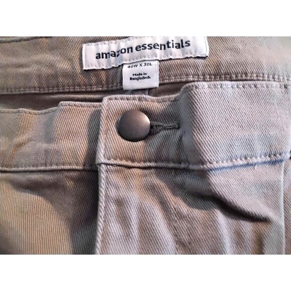 Mens Essentials Khaki Pants 40W X 30L Cotton Blend Work Casual Everyday Wear - Picture 4 of 11